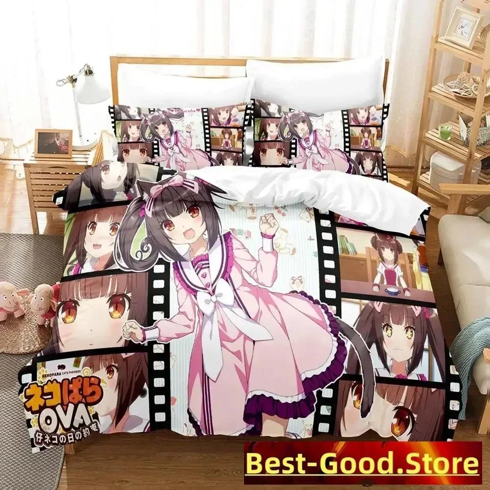 New Nekopara Ova Bedding Set Duvet Cover Sheet Printed Bed Set Pillowcase Bed Full Queen King Size Comforter Bedroom