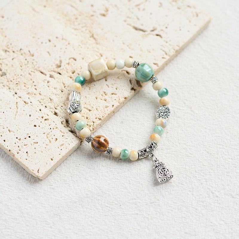 Literary Bracelet Maillard Color Jingdezhen Ceramic Bracelet Female Gift Student National Style Creative National Style Accessories