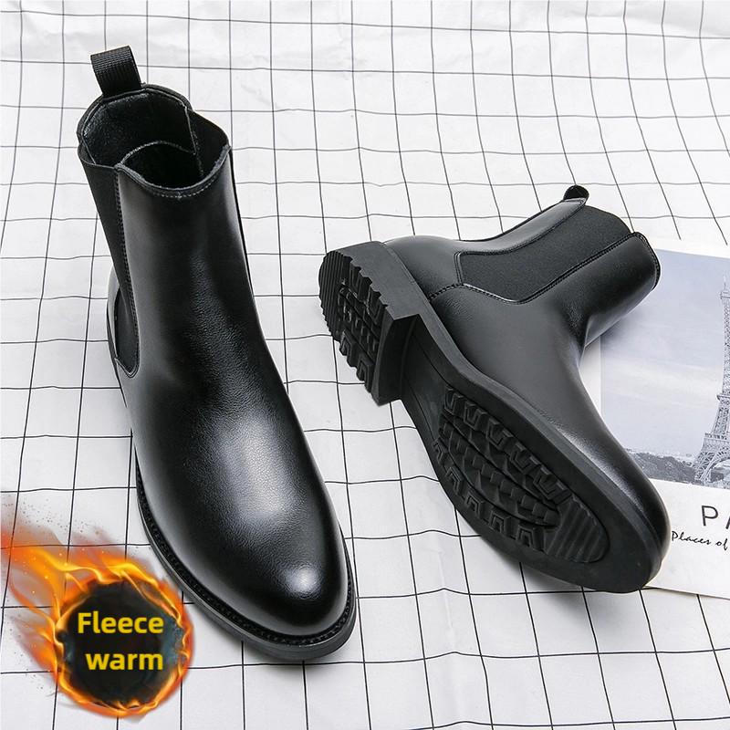 

Fashion Men Classic Chelsea Boots Black Brown One Step Casual Comfortable Warm Ankle Boots European Outdoor Training Boots Sizes 37-46 37