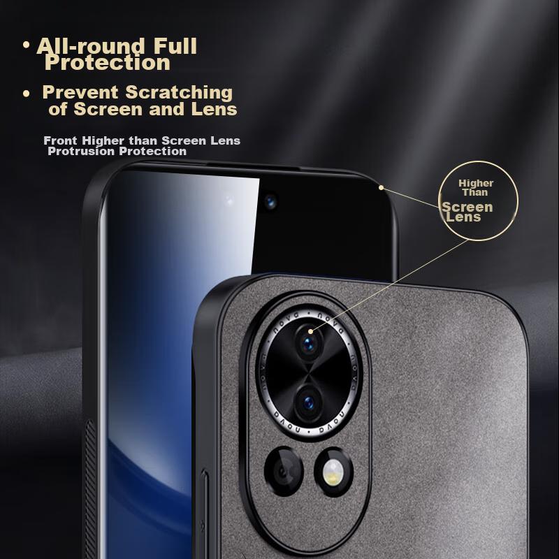 Huawei Nova 12 Pro Phone Case, Nova 12 Ultra Protective Cover, Shockproof Lens Full Protection Soft Case, Simple Outer, WoAnd Leather Case, Black