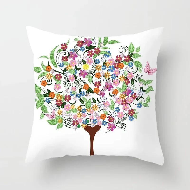 Luxury Home Decor Pillowcase Living Room Sofa Cushion Cover Creative Painting Colorful Tree Print Cushion Cover