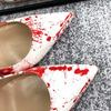 Mode Kunst Graffiti Print Damen Sexy Stiletto High Heel 10/12Cm Patchwork Damen Party Spitzschuh Pumps Schuhe Farbe Übergröße 34-46