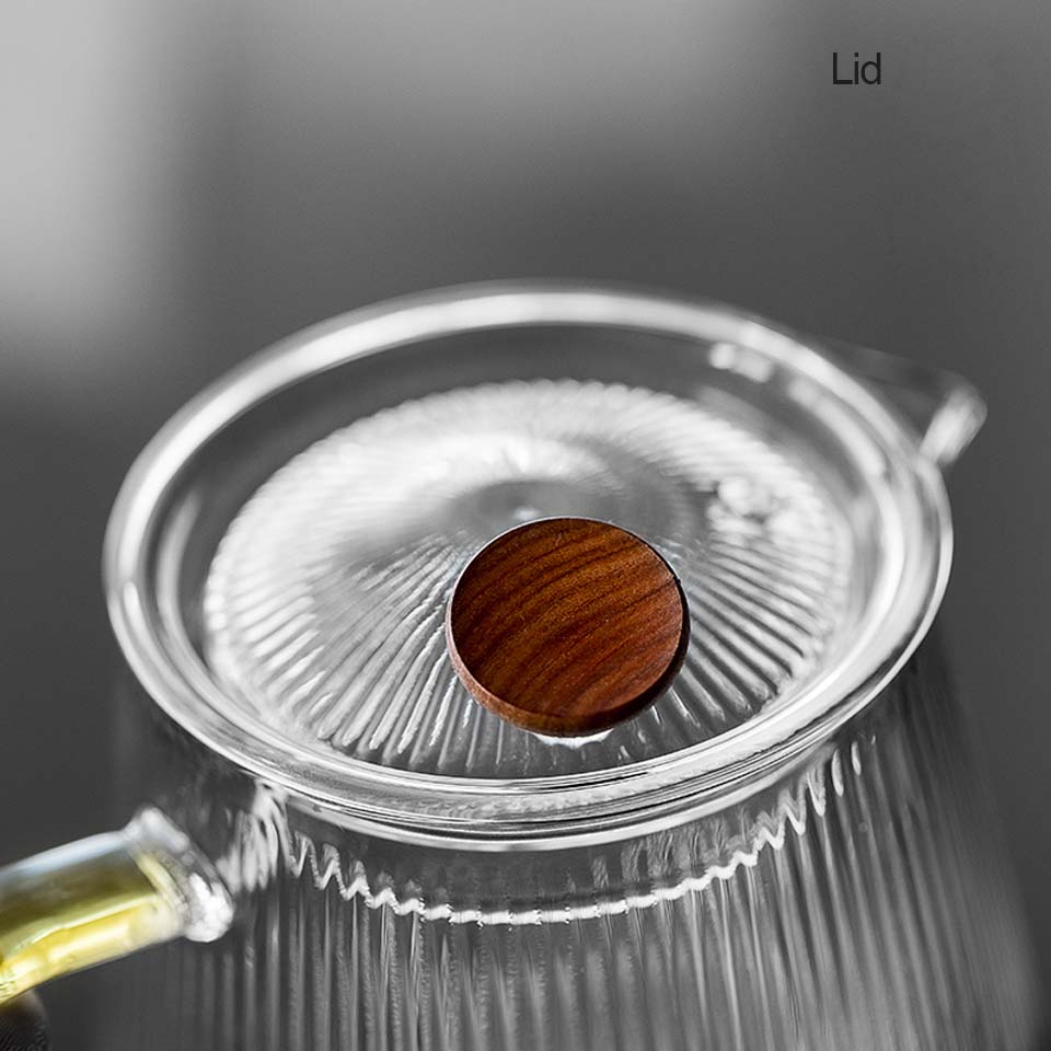 Vertical Stripes Crystal Glass Teapot with Removable Filter Puer Kettle Flower Tea Set Infuser Coffee Teaware