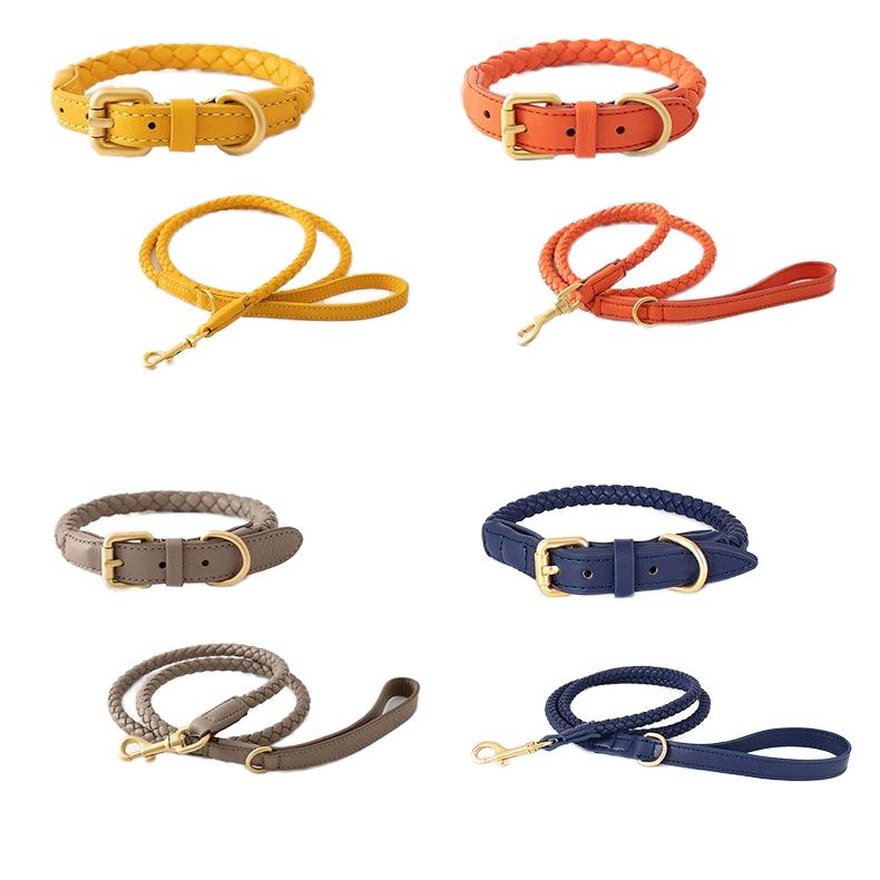 Hot Price High Quality Personalized Waterproof Soft PU Leather Dog Collar And Leash Set For Dogs Walking