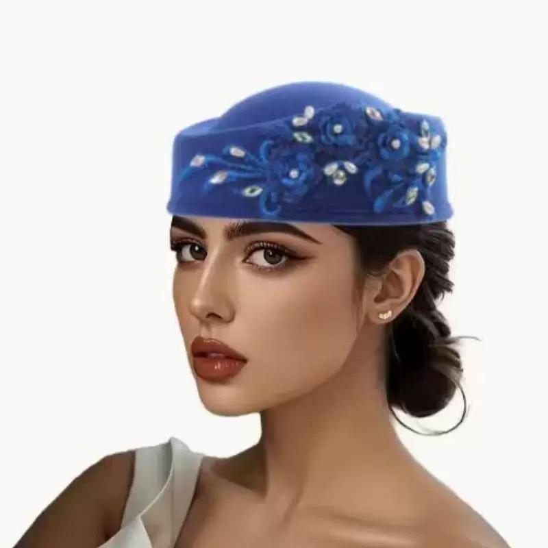 JYL TS DIY Cross Border New Elegant Velvet Cap Sequin Square Muslim African Hat