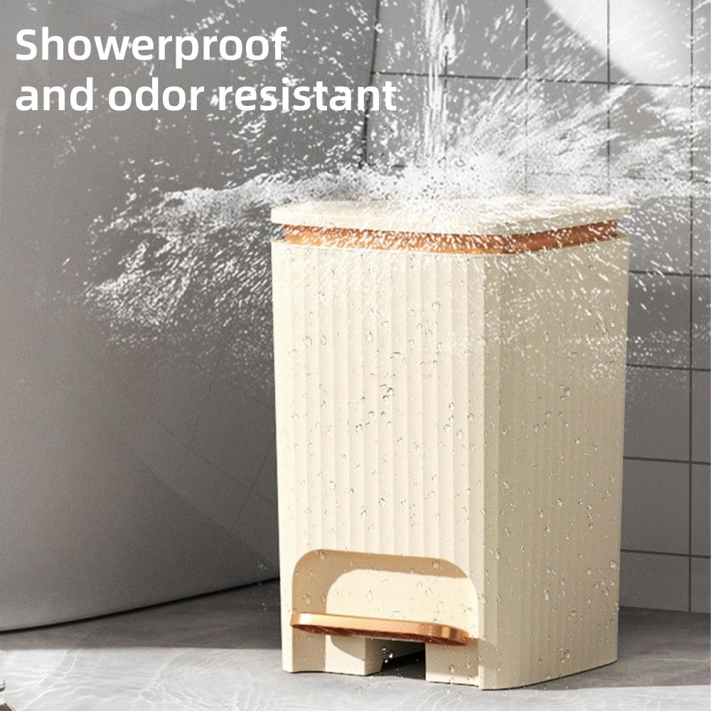 2024 10/15L Nordic Gold Kitchen Food Waste Trash Can Foot Pedal Trash Can with Lid Wastebasket Bathroom Waterproof Garbage Can