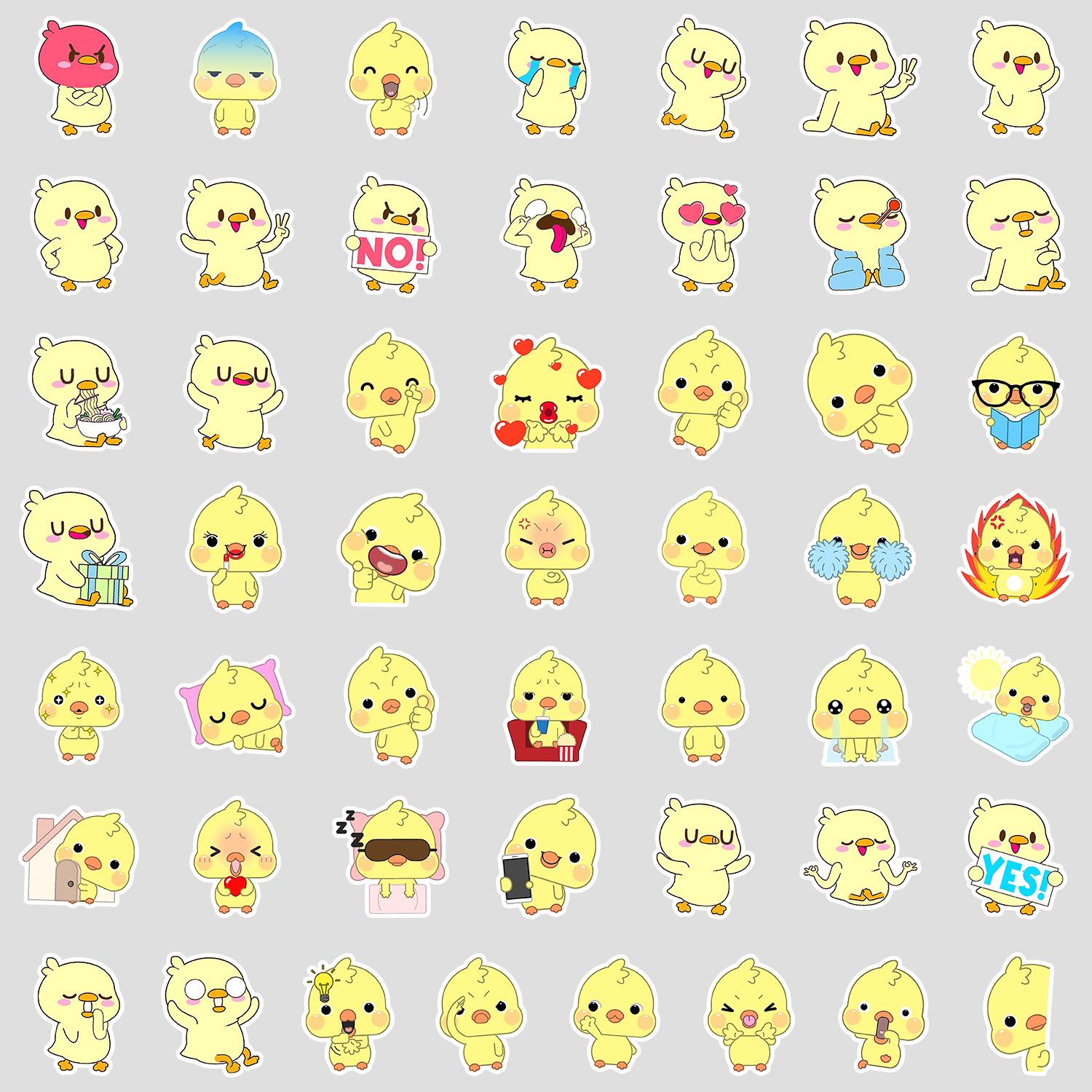 50 Cute Yellow Duck Graffiti Waterproof Stickers - DIY Decorative Animal Stickers for Phone & Computer
