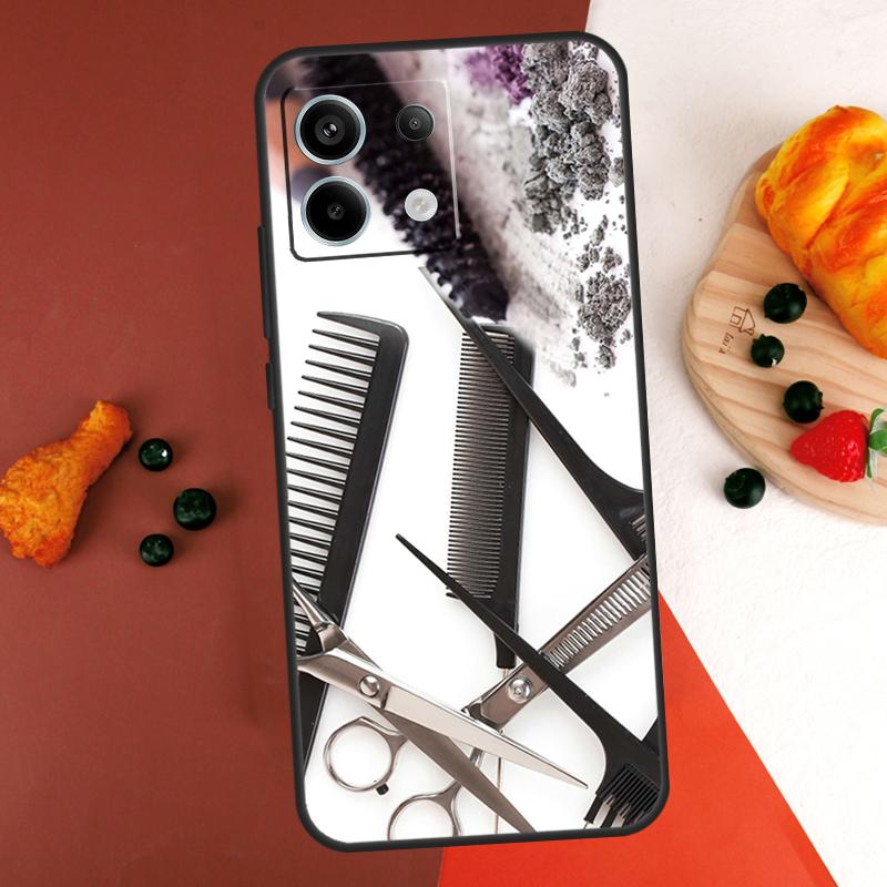 Hair Stylist Scissors Brush Switch Case For Xiaomi Redmi Note 14 13 Pro 9 10 11 12 Pro 10S 11S 12S Redmi 14C 13C 10C 12C Coque