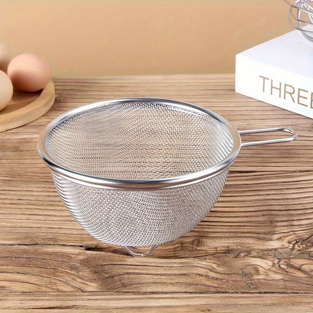 4PCS Mini Handle Cooking Cup, Stainless Steel Mixing Bowl, with Scale, Handle, Filter, Multi functional Set
