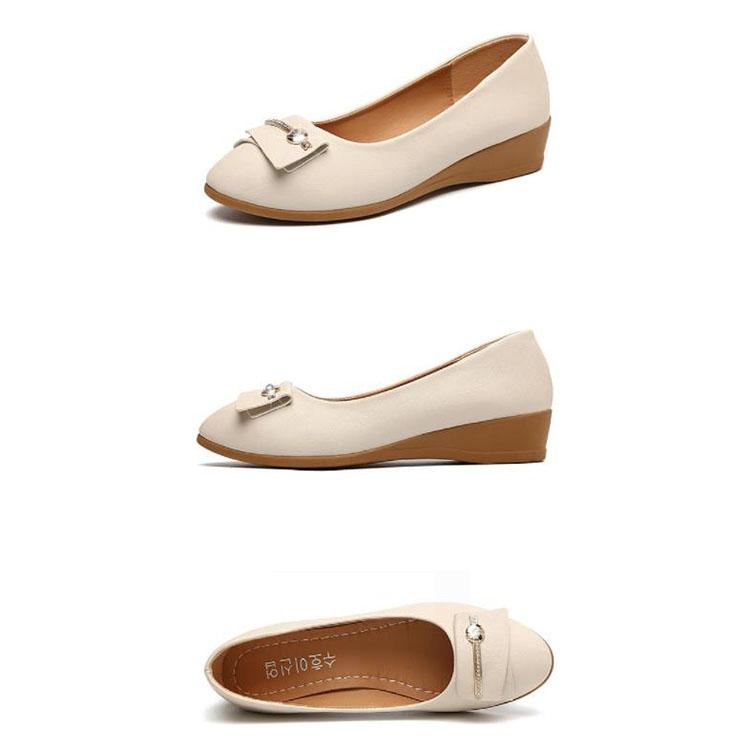 Single Shoes Leather Shoes Women's Flat Shoes Slope Heels Work Shoes Korean Women's Shoes Bean Shoes Women's Summer Shoes
