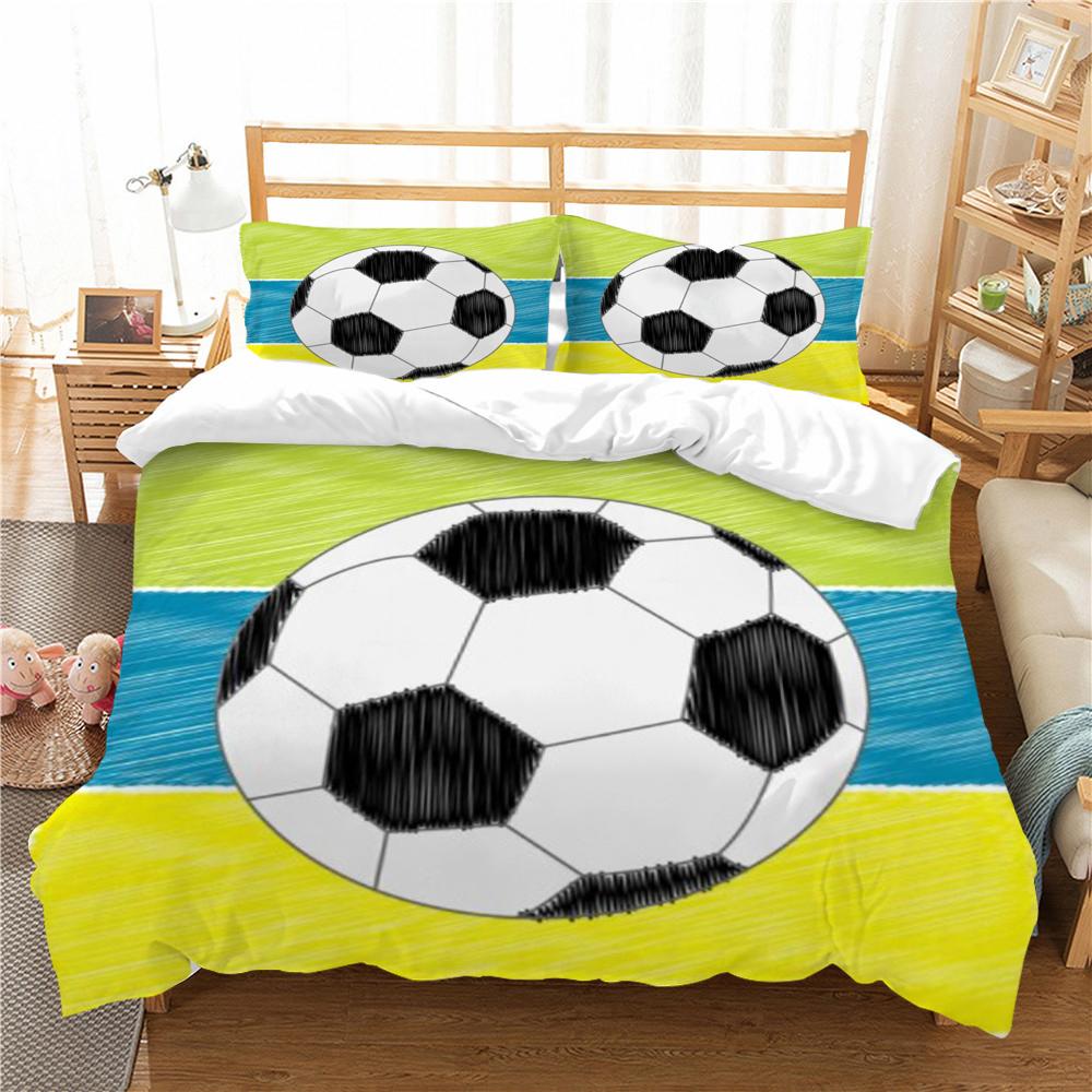 Home Bedding Set 3D Football Print Quilt Cover Washable Bedclothes Bed Suit Pillowcase Single Double King Bed Set