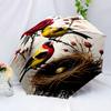 Colorful Bird In A Floral Wonderland Portable Automatic Umbrella Compact 8 Rib Design Foldable Design All Season Travel Compact Folding Umbrella For
