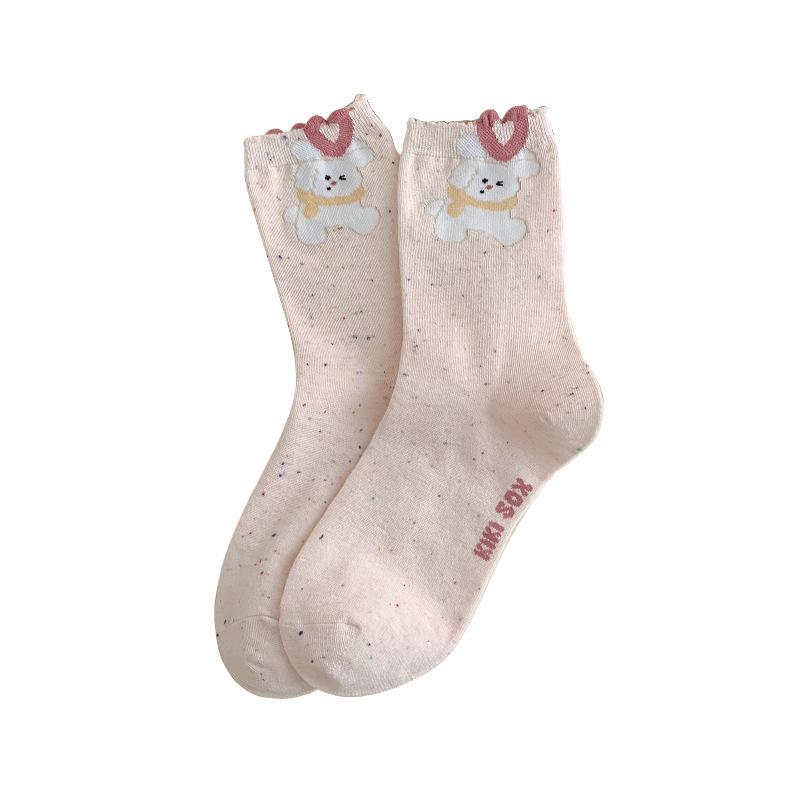 Spring And Autumn Cute Socks, Mid-Tube Socks, Trendy Pure Cotton Yarn, Boneless Cartoon Children'S Korean Socks