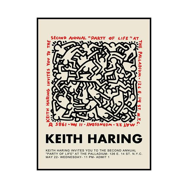 Keith Works Ausstellung, Leinwandgemälde, Graffiti-Stil, dekoratives Poster, Wohnzimmer, Wandkunst, Drucke, moderne Heimdekoration, ästhetisch