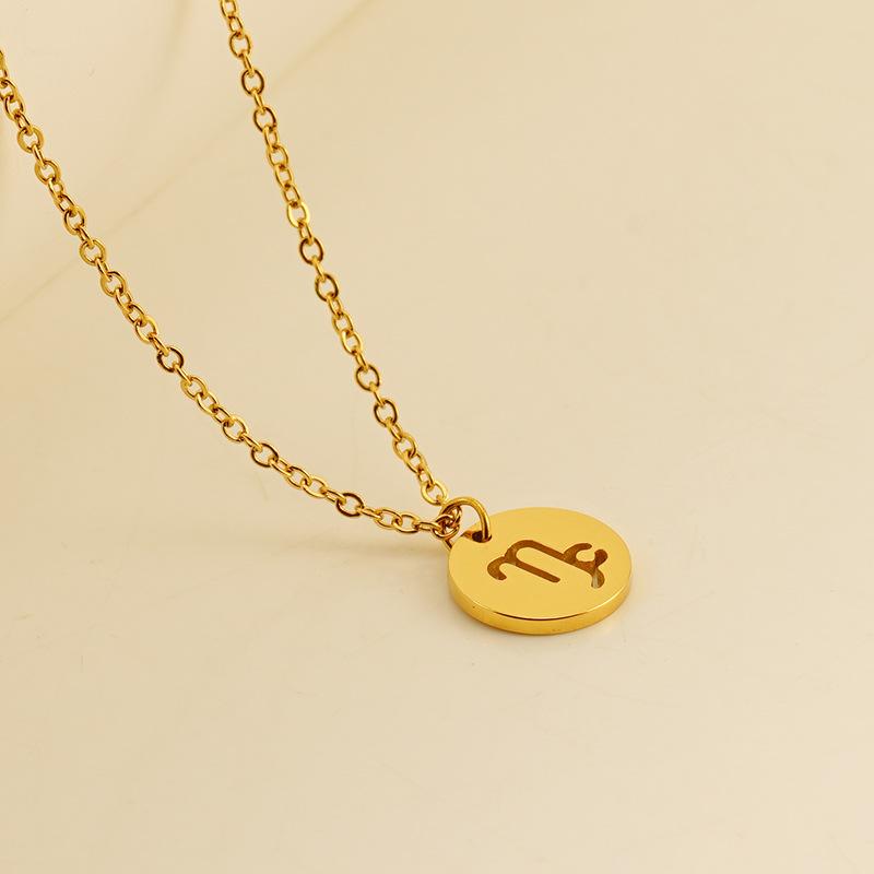 

Ожерелье из нержавеющей стали с изображением двенадцати созвездий, персонализированное, универсальное, модное, из титановой стали, из 18-каратного золота, для женщин Electroplated 18k Gold