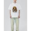 White T-Shirt Bear Graphic with Russian Text Casual Wear for Men Summer Outfit Streetwear Fashion