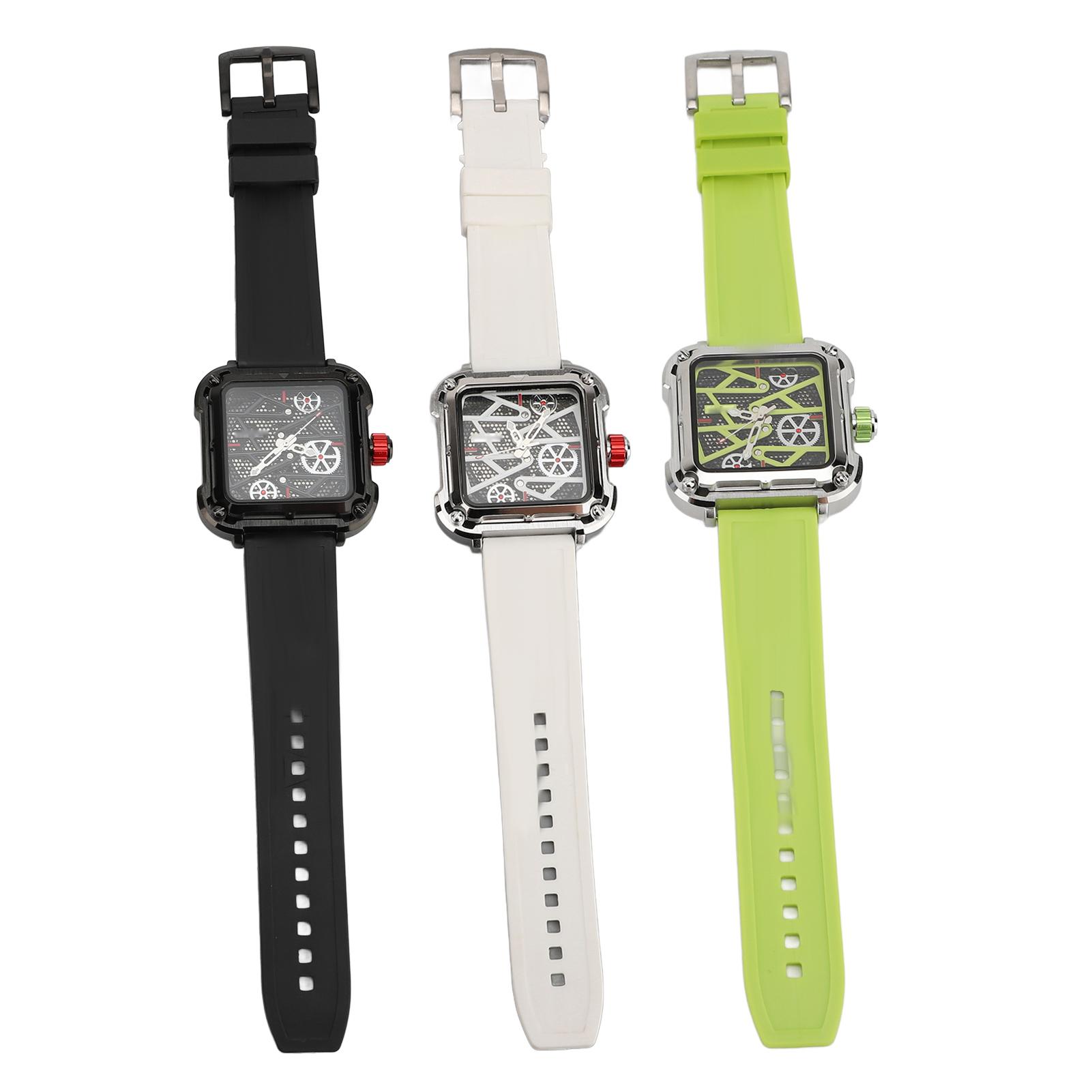 

Силиконовый ремешок механические часы 30 м водонепроницаемый сплав прозрачный циферблат спортивные скелетон часы для Black