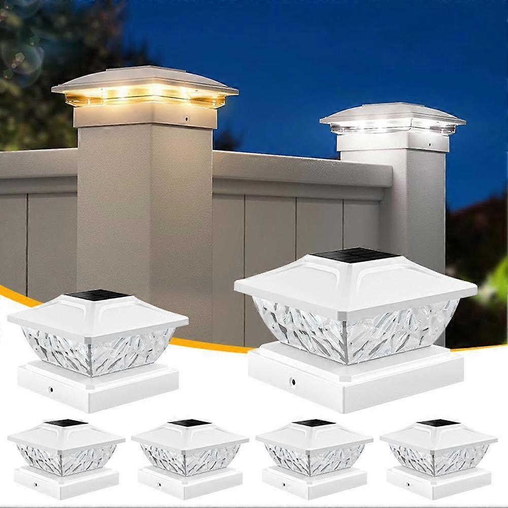Solar Powered LED Deck Post Light Garden Cap Square Fence Landscape Lamps