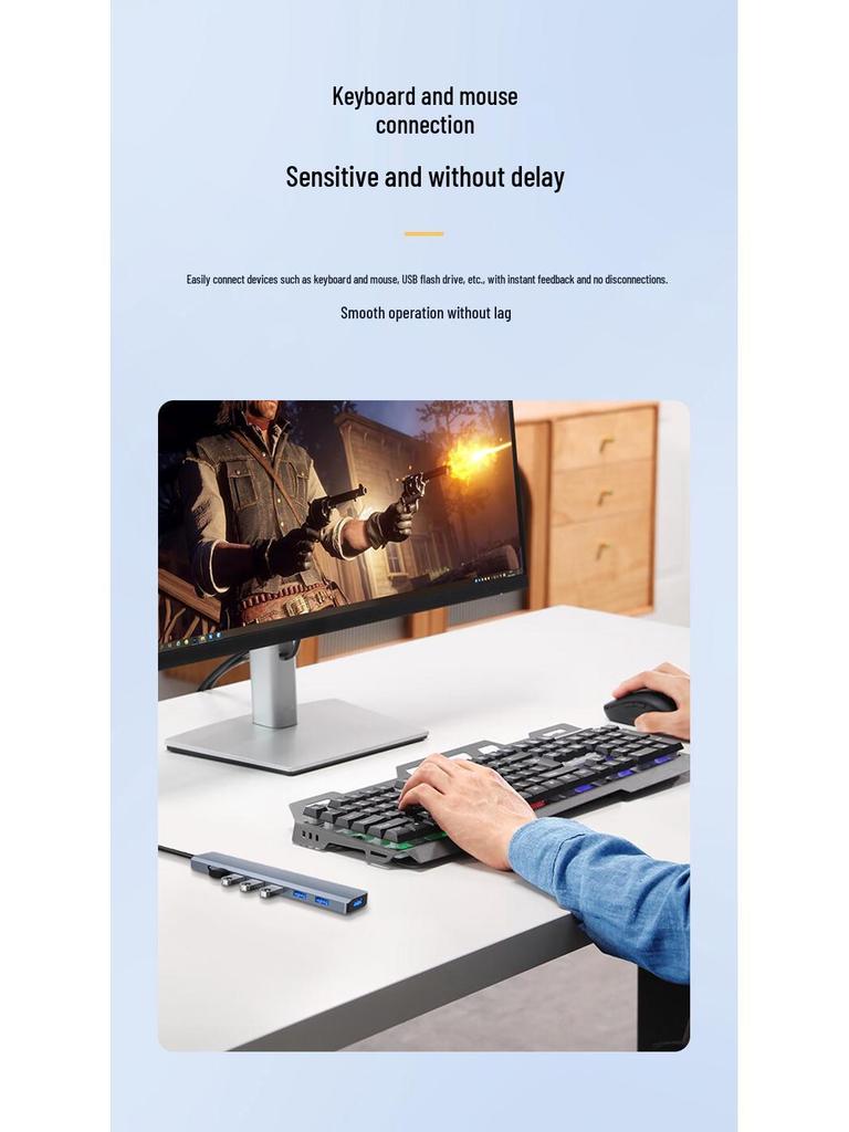 USB 3.0 Seven-Port Expansion Hub with DC Power Supply for Laptops, Keyboards, Mice, and USB Drives