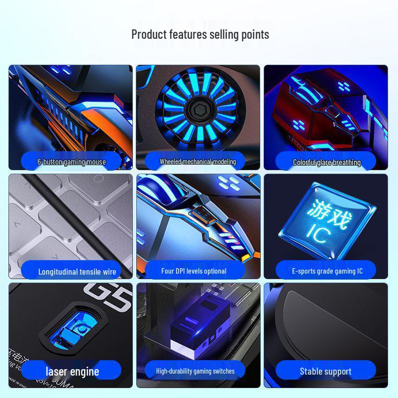 GW Wired Mechanical Gaming Mouse for PC and Laptop