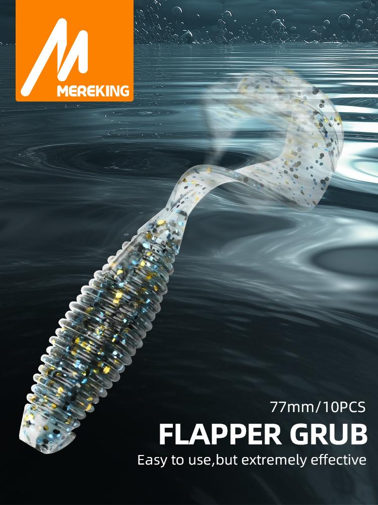 Bait Soft 77mm Meredith Flapper 6g 10pcs Offset Hook Guide Turbulence Tail Pike Perch Jxc08