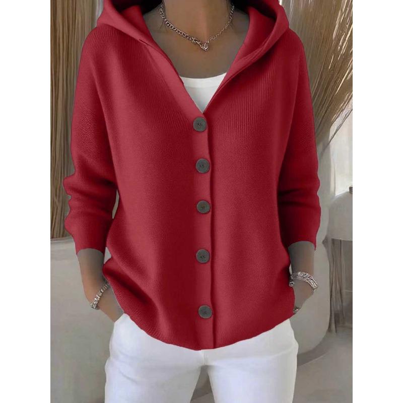 VEZFAA Damska moda swobodna jesień zima jednolity kolor nadruk długi rękaw bluzy z kapturem