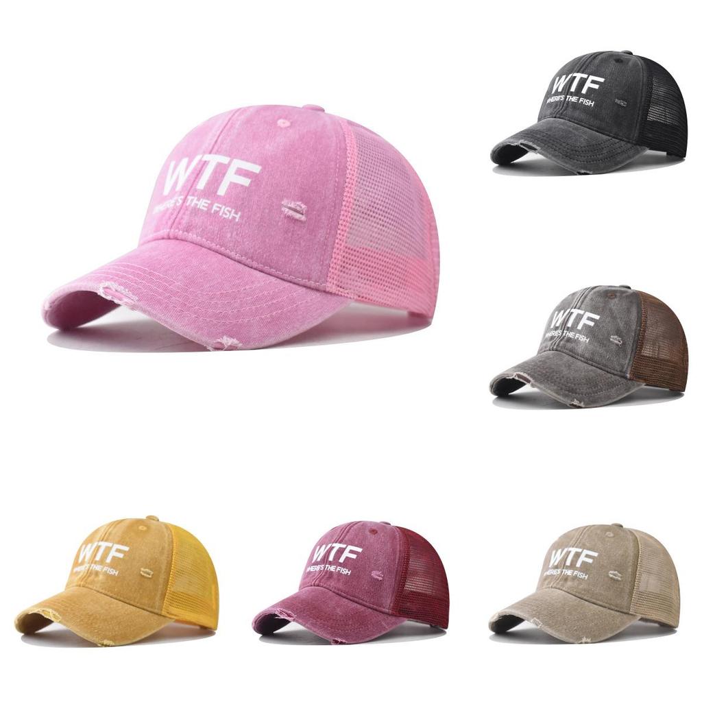 Wtf Letter Cotton Baseball Cap For Men Women With Breathable Mesh Summer Sun Protection