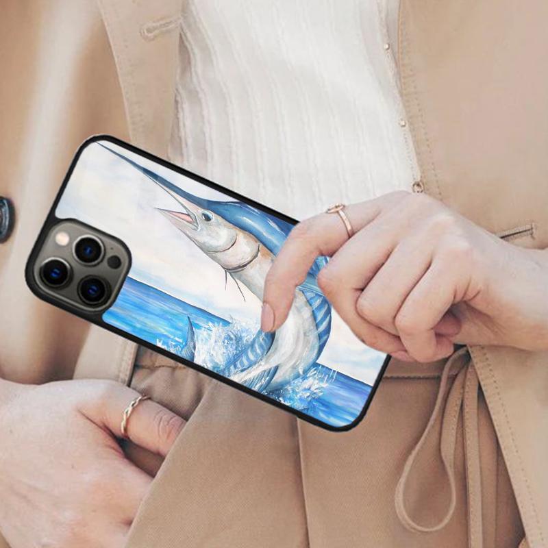 

Blue Marlin Painting Magnetic Phone Case For APPLE iPhone 17 Air 16 14 13 12 Pro Max 15 Plus Wireless Charge With MagSafe Cover iPhone 14