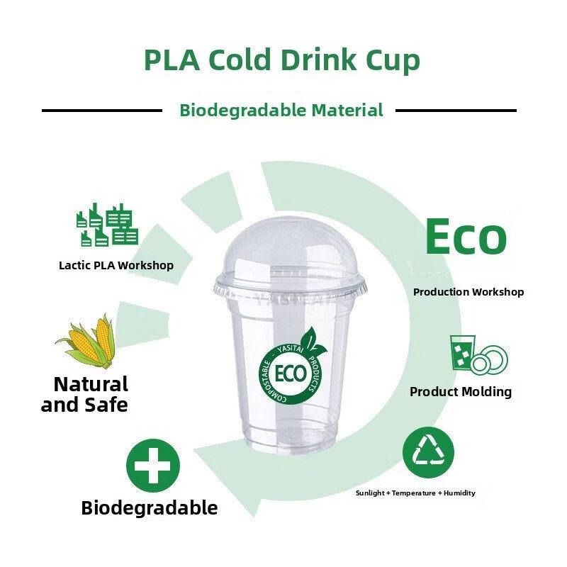 ZISIZ Disposable PLA Transparent Cold Drink Cup