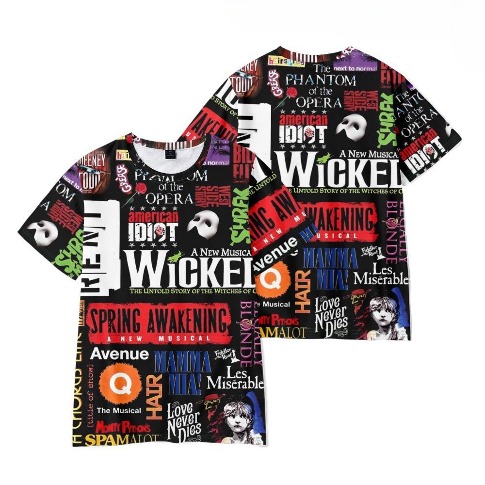 Summer Round Neck 3D Witch Printed Top Fashionable Casual Short Sleeved Women's T-shirts