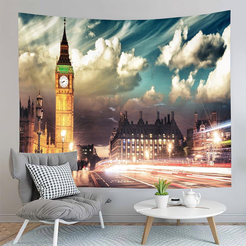 London Big Ben Tapestry Night City View Tapestry Westminster Bridge Tapestry Home Living Room Bedroom Wall Modern Art Tapestries