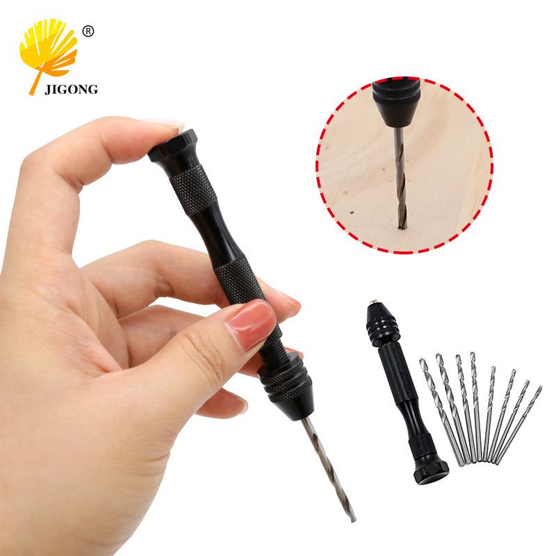 Walnut Carving Aluminum Punching Tool: Mini Hand Twist Drill with Bits