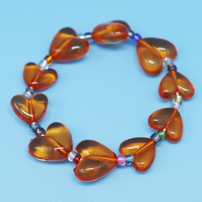 BONBEAU Fancy heart line beads Bracelet Colored heart ball bead bracelet 6 colors