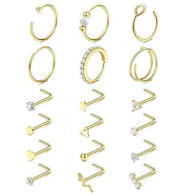 Fashion New Product: Opal Nose Nail Set 316L Stainless Steel Love Nose Ring High Quality Ear Bone Nail Piercing Jewelry