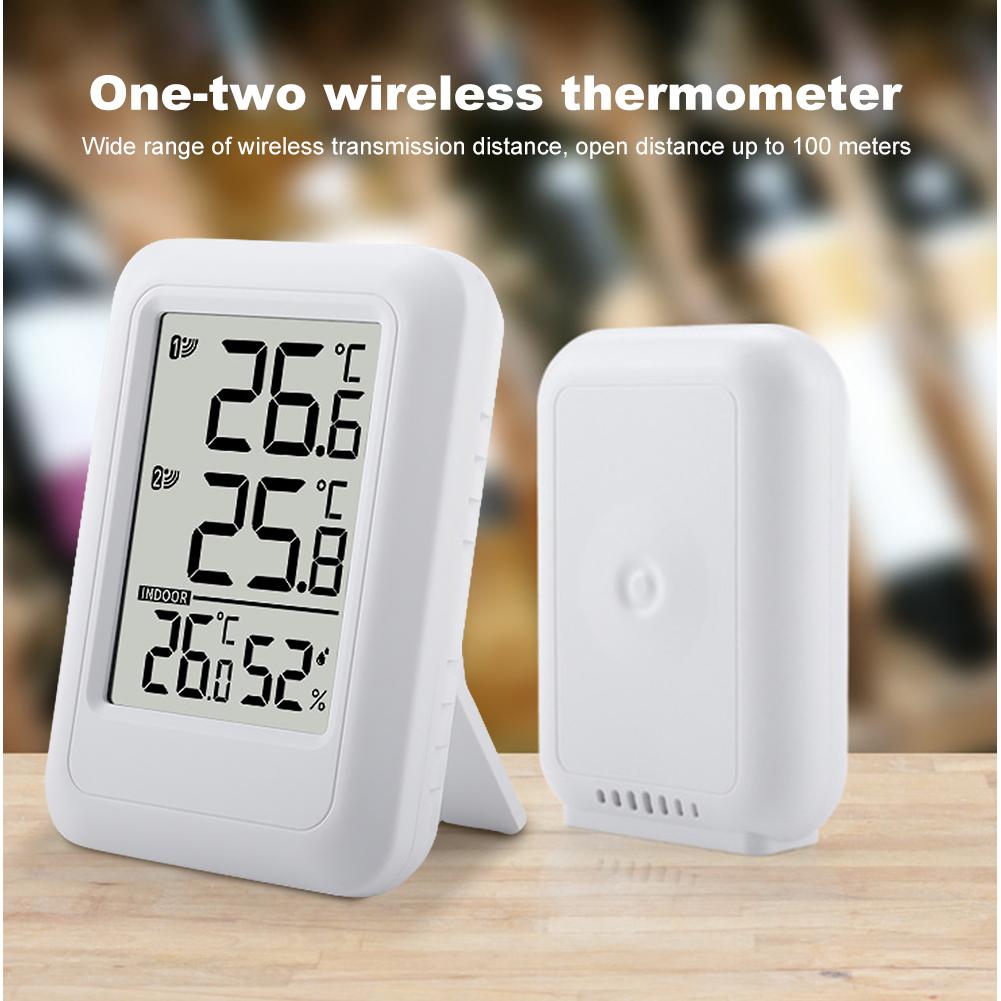 Wireless Weather Station Indoor Outdoor Thermometer Foladable Stand Temperature and Humidity Monitor 100m Range for Desktop