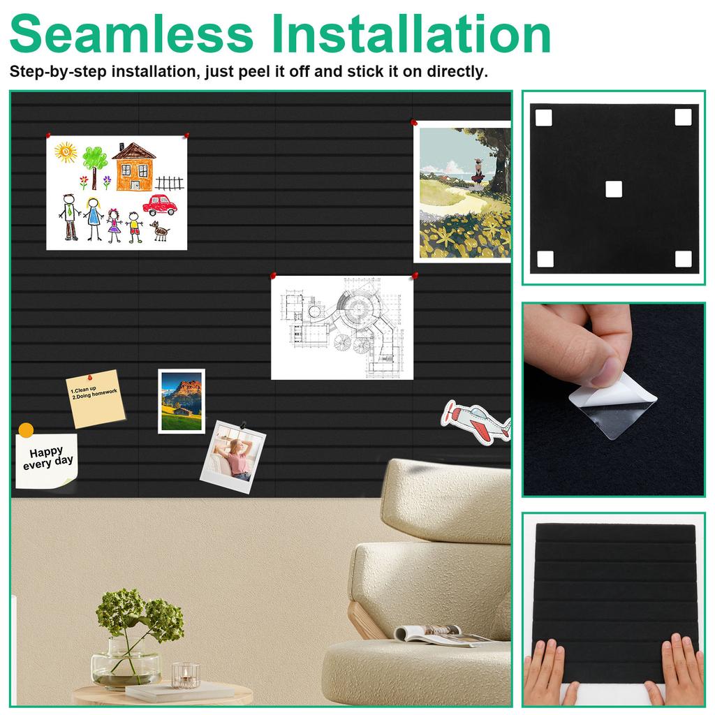 12Pcs Felt Wall Stickers School Works Display Bulletin Board Photo Wall Backdrop Message Soft Wooden Board for Home and Office