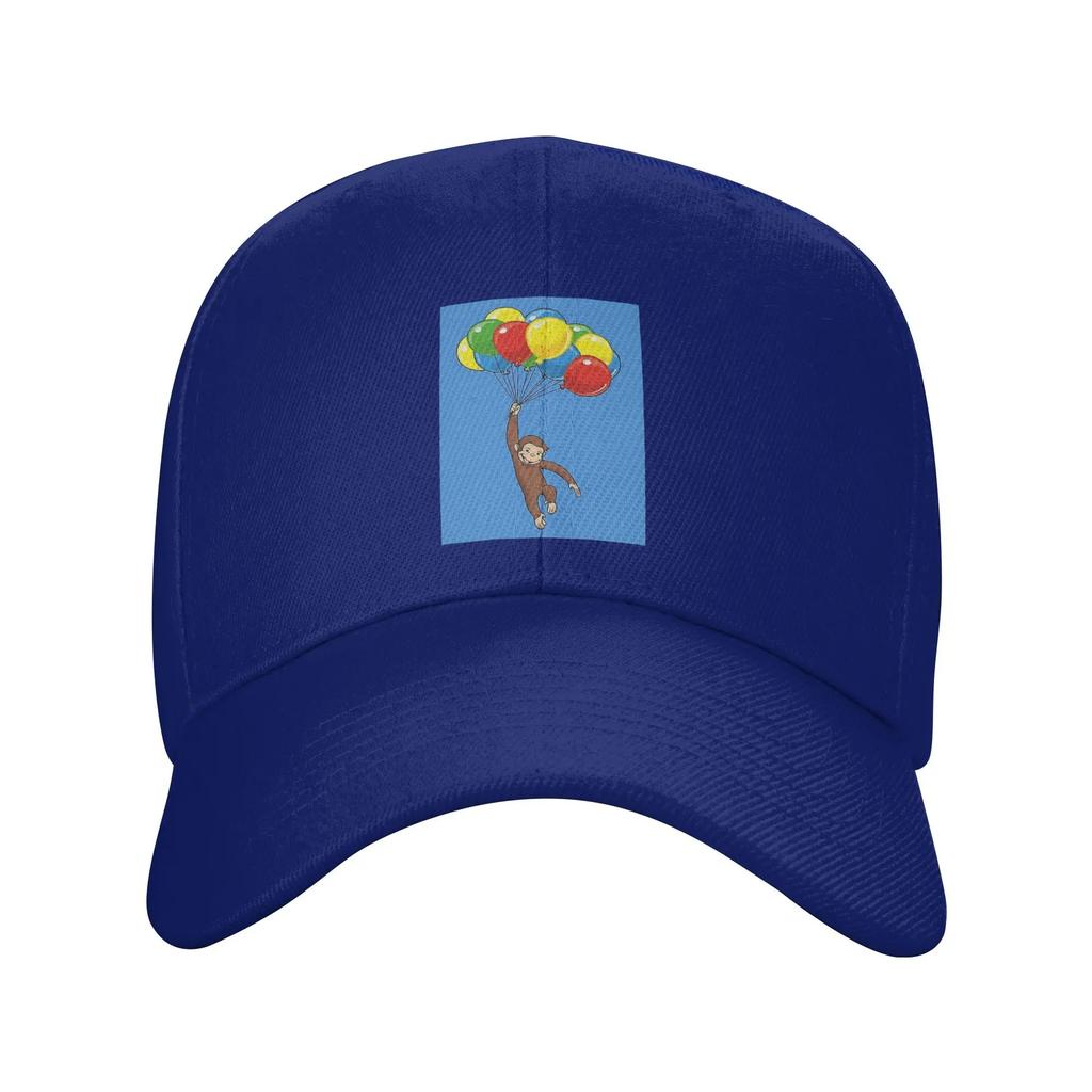 Curious George with balloons Baseball Caps Snapback Fashion Baseball Hats Breathable Casual Casquette Outdoor Men's And Women's