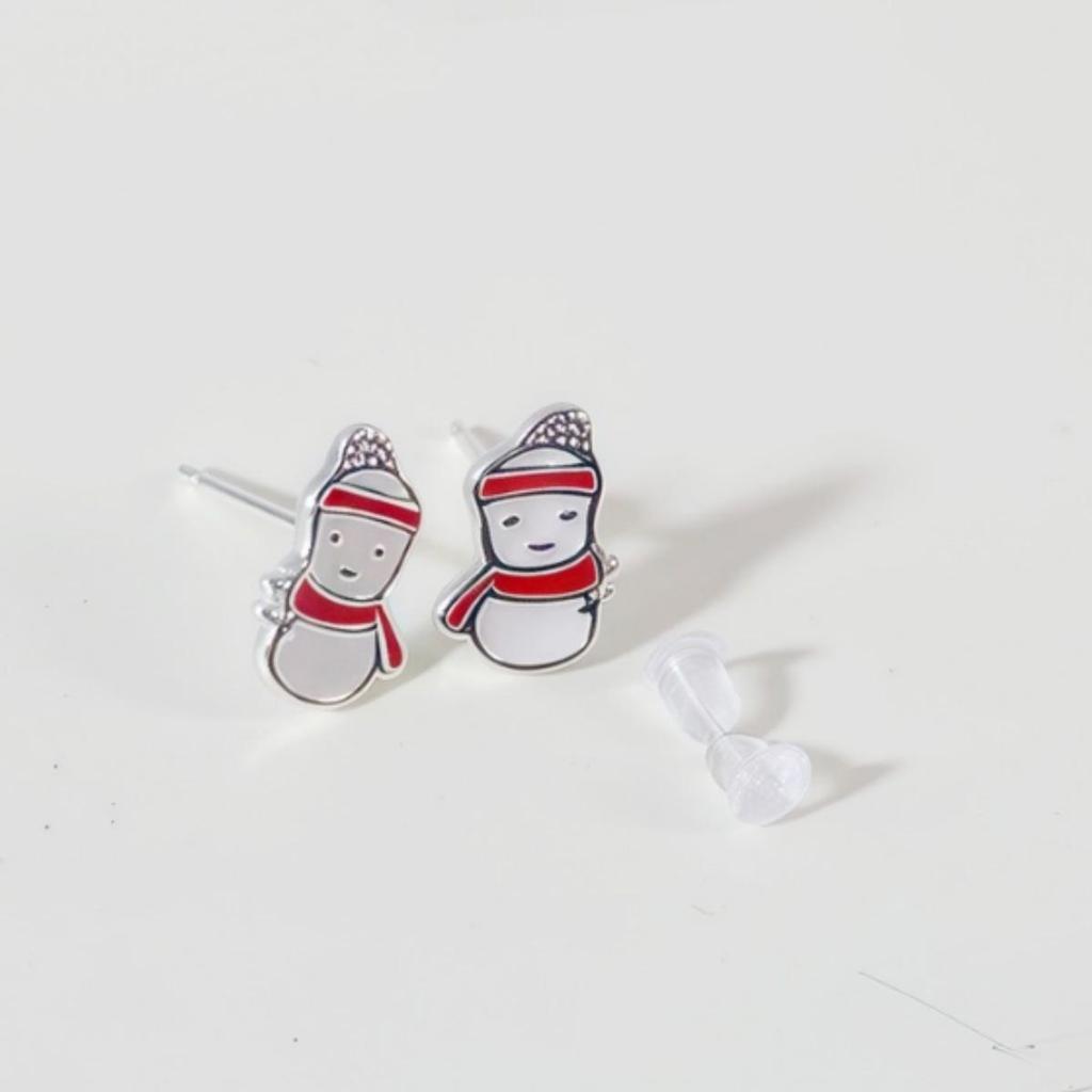 European Elk Snowman Christmas Earrings