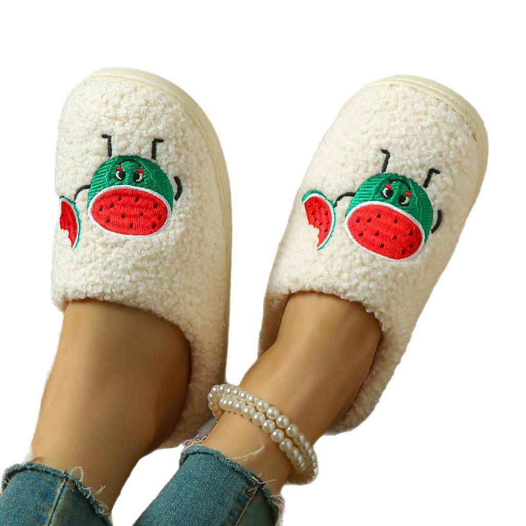 Cozy Winter Cotton Slippers - Watermelon Design, Non-Slip Sole for Men & Women