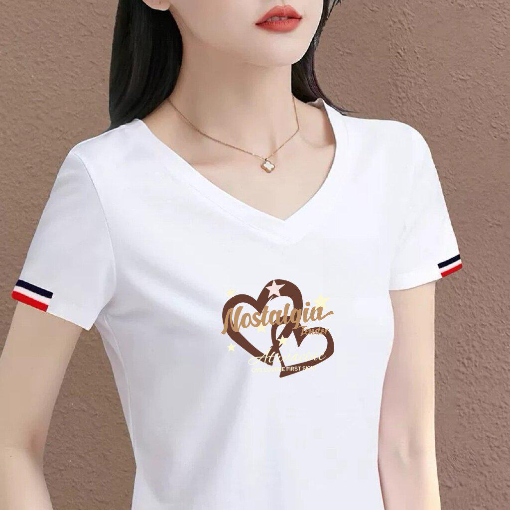 Women s High-End V-Neck Short-Sleeve Summer T-Shirt - Lightweight, Loose, Versatile, and Stylish S