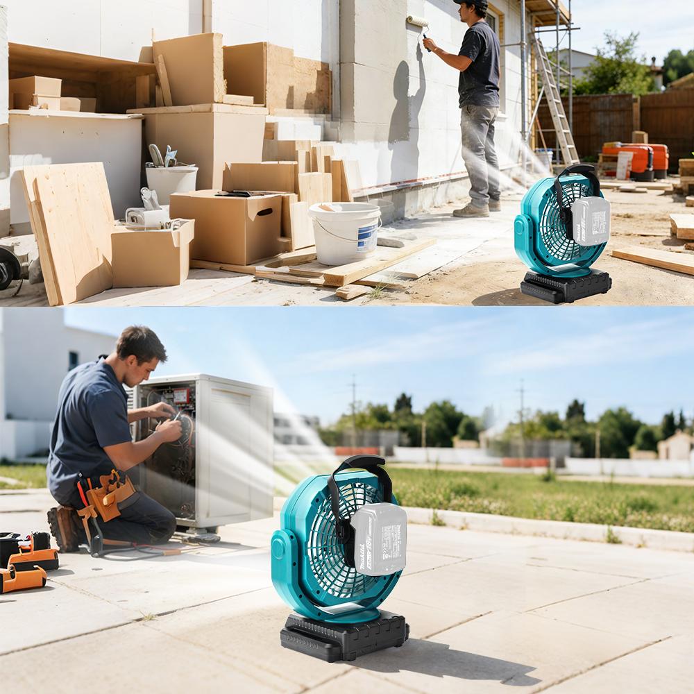 Outdoor Camping Shaking Fan Cordless Oscillating Fan for Makita 18V Battery,Jobsite Industrial Camping Fan(Battery Not Included)