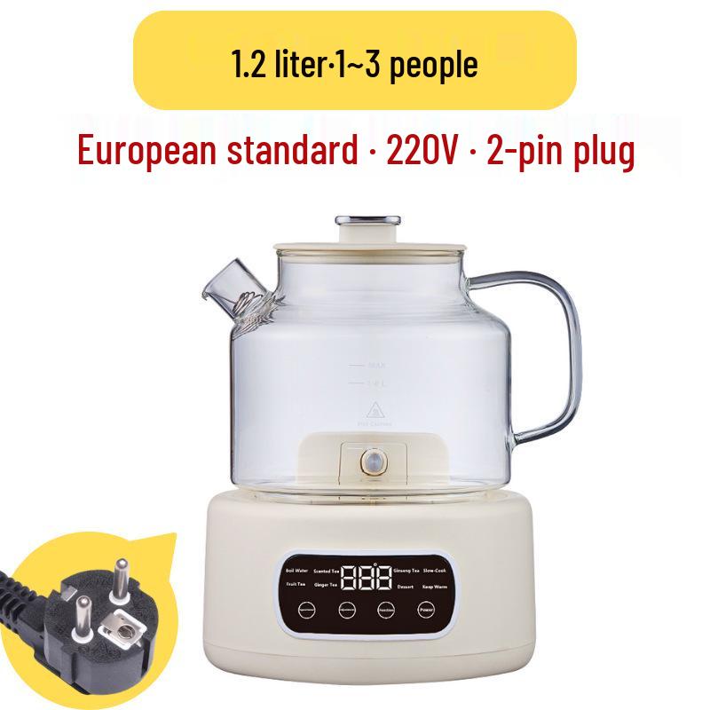 110V Glass Tea Kettle: Health Pot for Office and Home, Compatible with US, European, and British Standards.