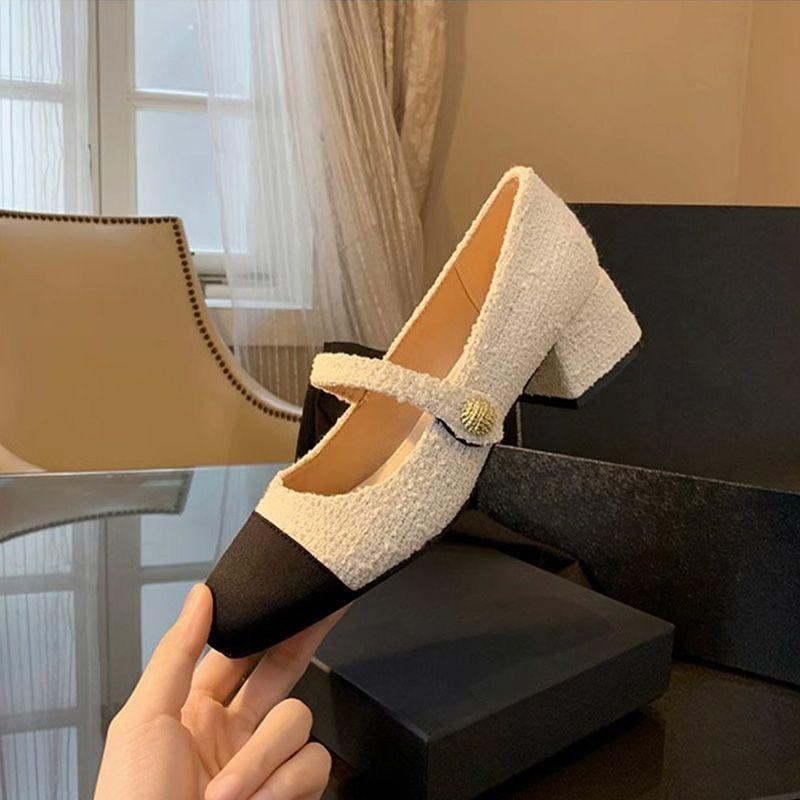 Xiaoxiangfeng color matching Mary Jane women's shoes rare shoes 2025 autumn and winter new spring and autumn French medieval square head shoes singl