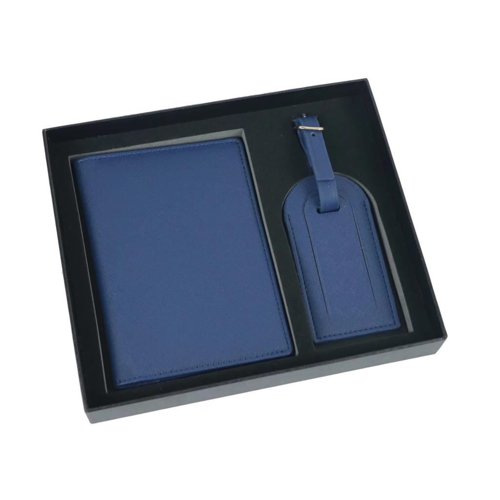 Free Monogrammed Initial Letters Gift Box Set Saffiano Leather Passport Holder Luggage Tag Passport Cover Travel Accessories