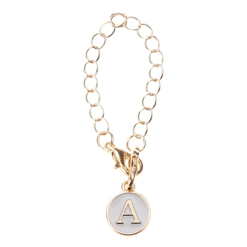 Name Letter Handle Charm Personalized Long Chain Round Pendant with Lobster Clasp Handle Chain for Cup Accessory
