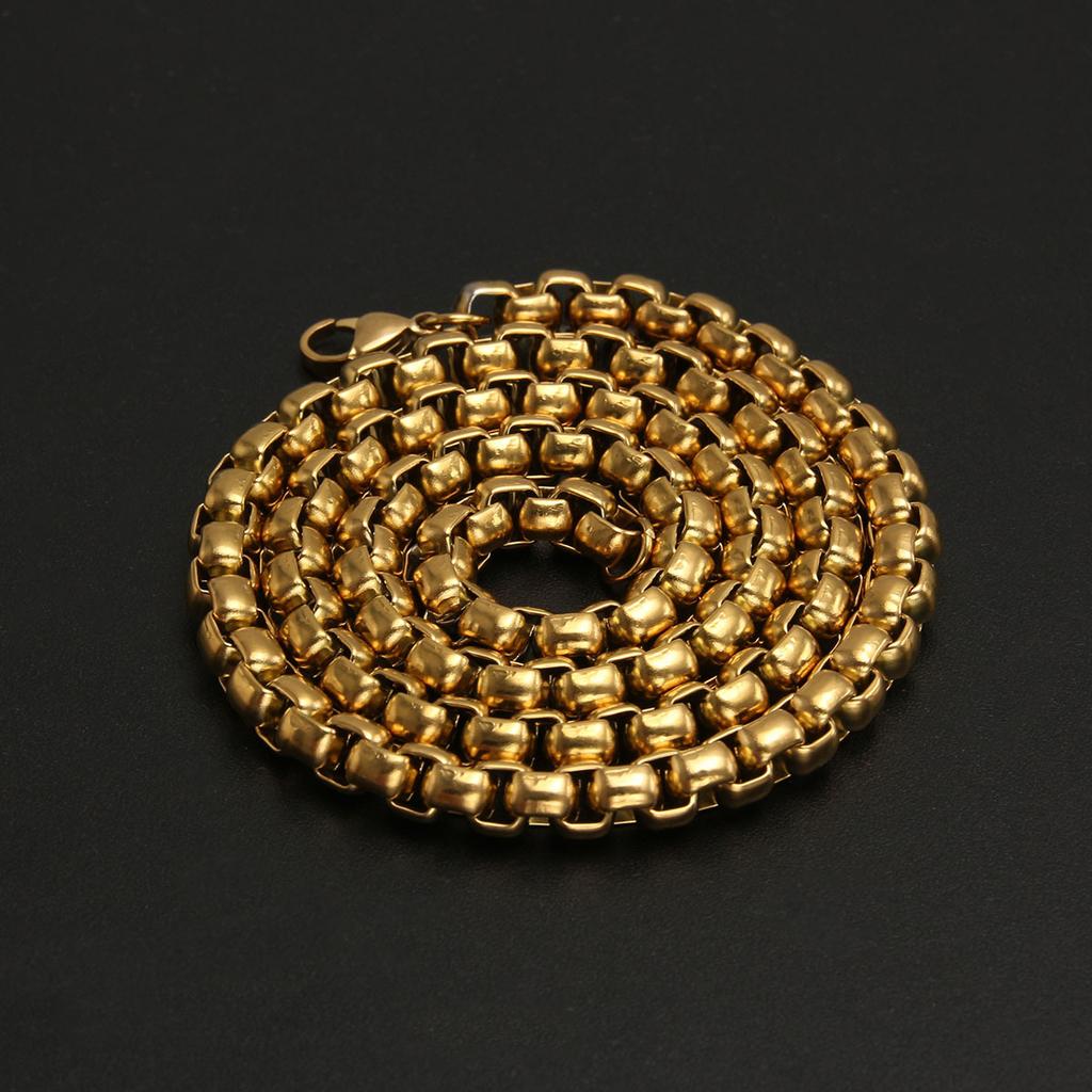 316L Stainless Steel Round Box Link Chain Necklace For Men Barrel Chain Toscano Punk Style Jewelry Accessories