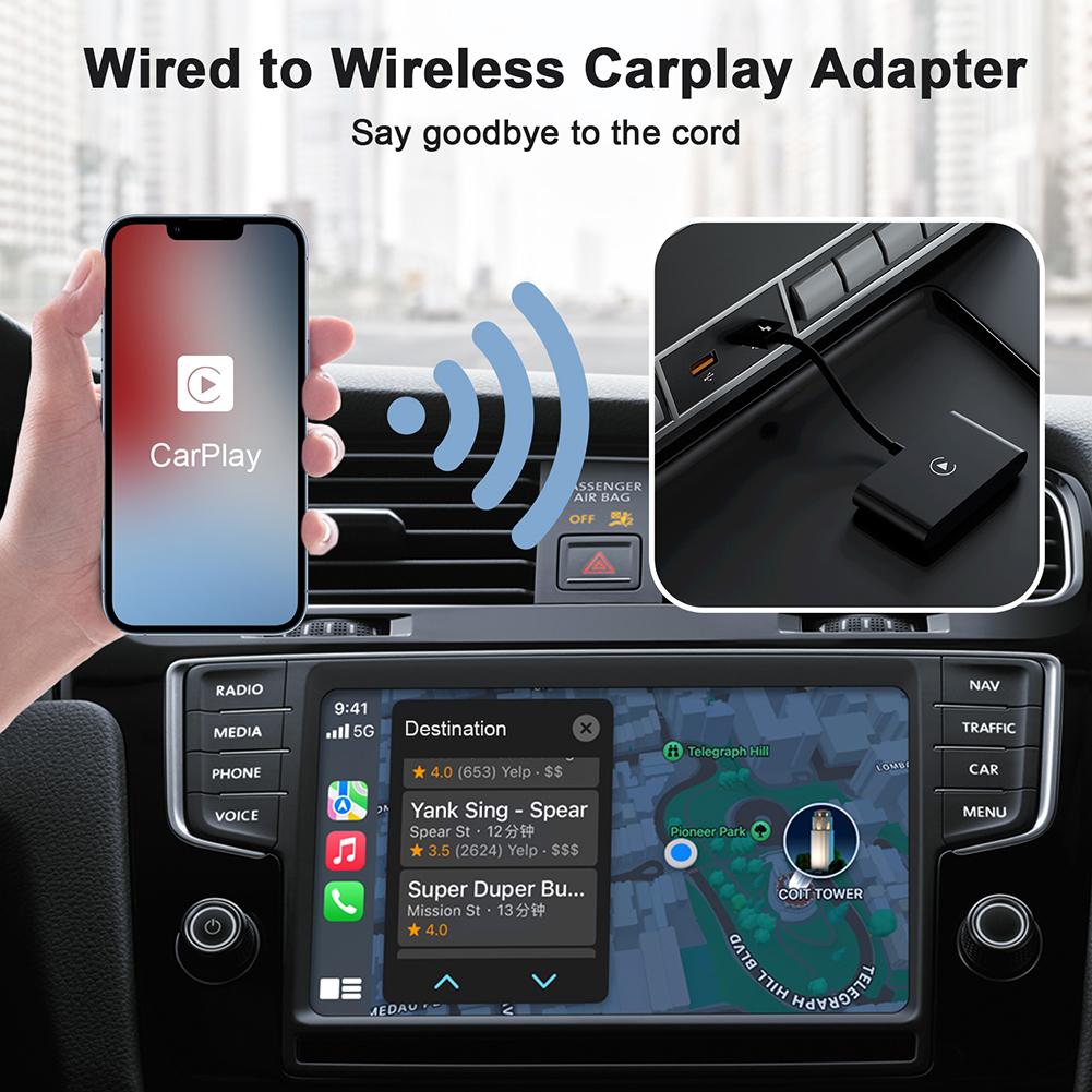Wireless Carplay Dongle WIFI 2.4GHz 5GHz CarPlay Converter Plug Bluetooth-compatible 5.0 Low Power Consumption for IOS/Andriod