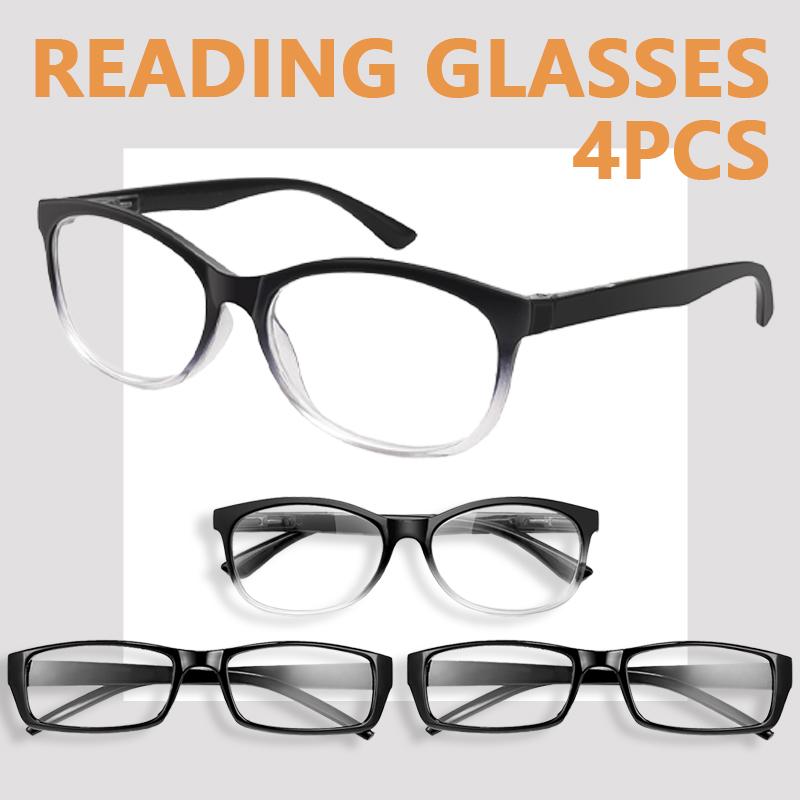 Reading Glasses for Women, 4 pack Fashion Readers for Women Men Spring Hinge Eye Glasses, Blue Light Reading Glasses