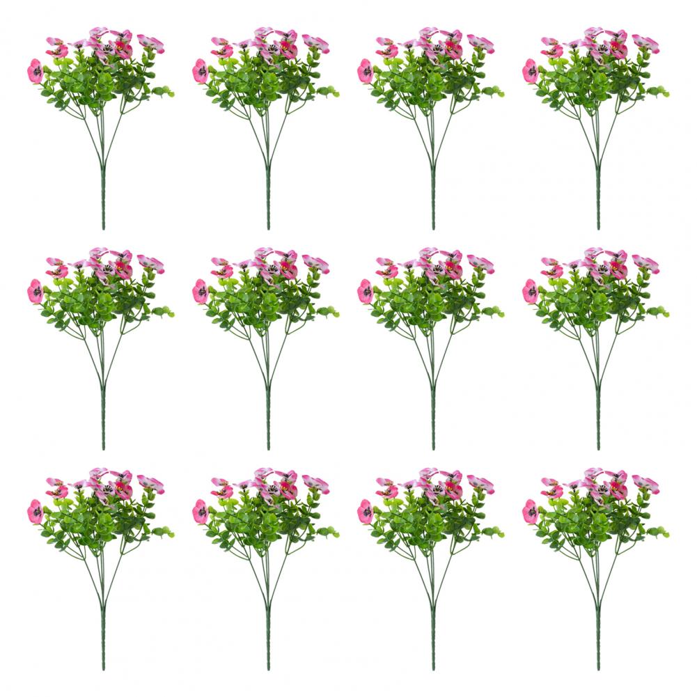 12 Pcs Artificial Pansy Flowers Colorful Long-lasting UV Resistant Faux Silk Flowers Realistic Vibrant Outdoor Flower Bundles