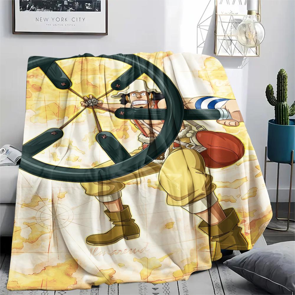 Flanelová deka s potiskem postaviček z One Piece, Vysoká kvalita, Pohodlná pro všechna roční období, Domácí dekorace, Teplo a pohodlí, Perfektní jako vánoční dárky
